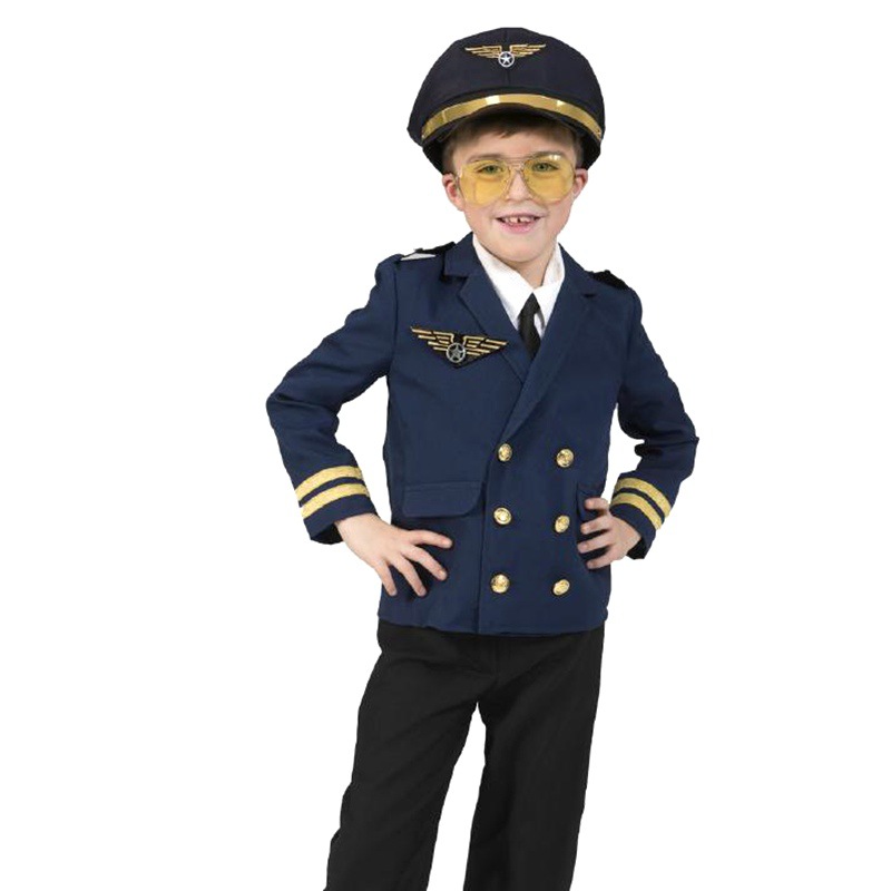 Party Games Children - Children Halloween Costume Aircraft Captain's Uniform