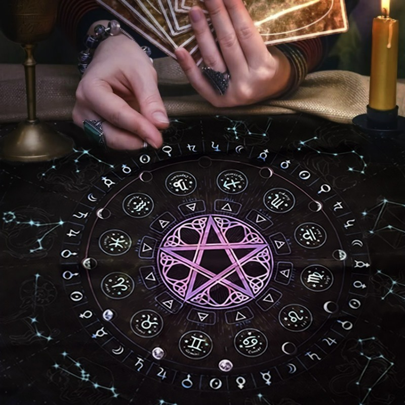 Zodiac Party Games - Tarot Tablecloth Mandala Flower 12 Zodiac