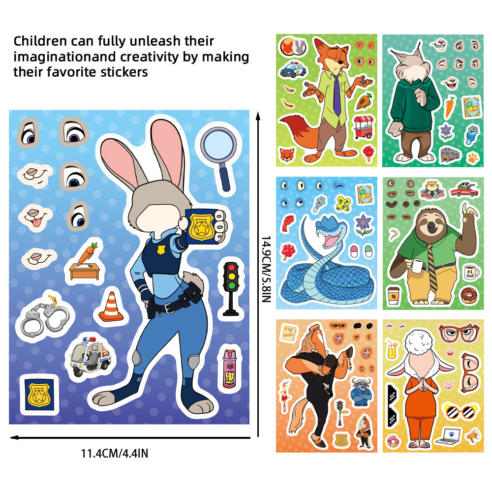Zootopia Party Games - 8/16 Sheets Zootopia 2 Make a